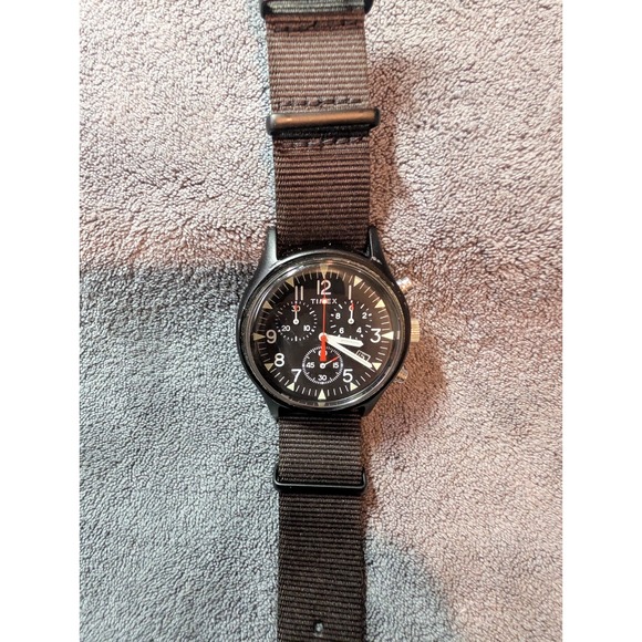 Timex MK1 Chronograph watch with a black aluminum case and a black nylon strap - Picture 2 of 6